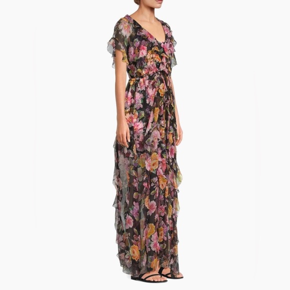Johnny Was Suri Ruffled Floral Silk Maxi Dress. 100% silk - Picture 7 of 8